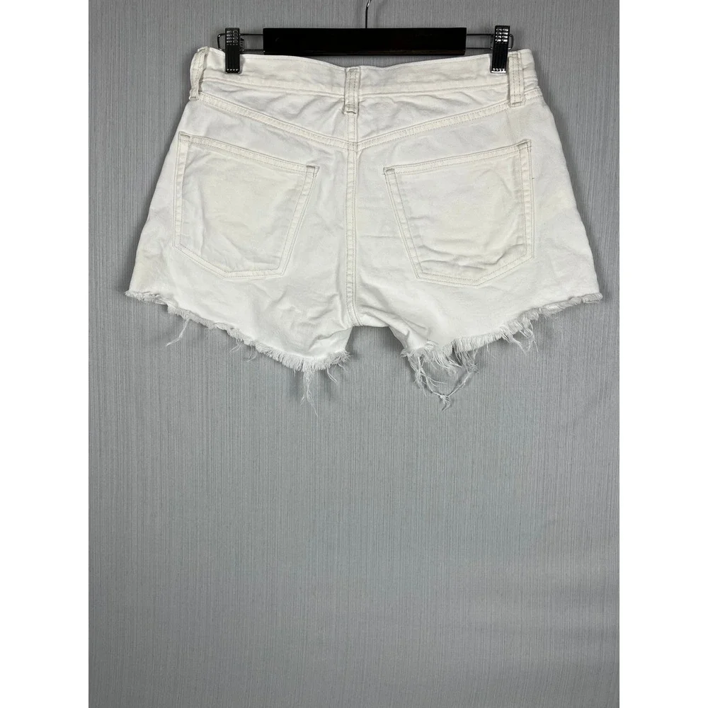 GAP‎ Denim Shorts Womens 2/26 White Stride Short Frayed Hem Distressed Cotton